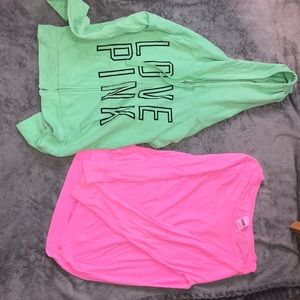 Bubble of two Pink long sleeve and sweatshirt.